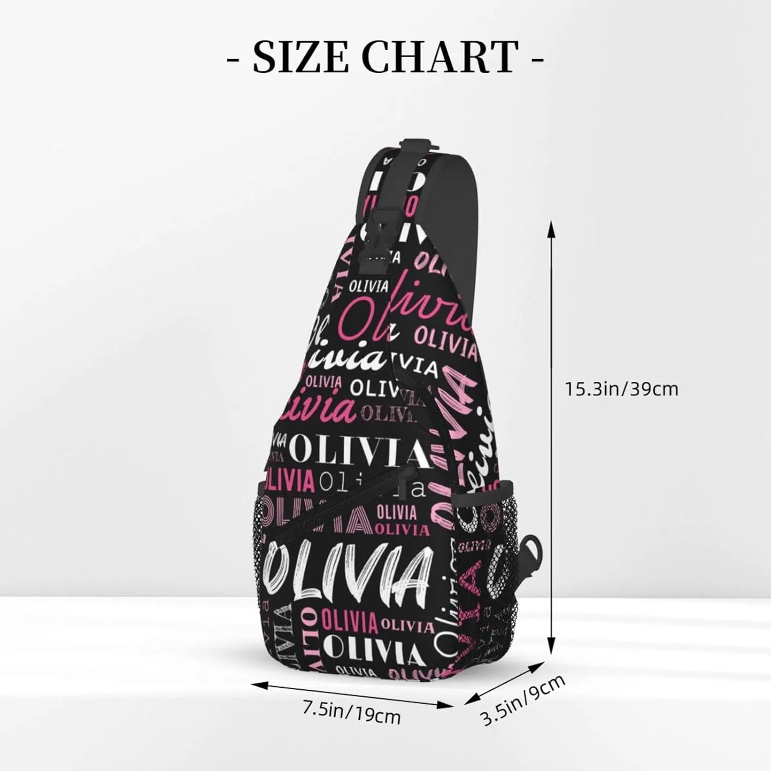 Black Custom Sling Bag for Women Men Personalized Crossbody Sling Backpack with Name Photo Text Image Customized Chest Bag for Outdoor Travel Sport Hiking Daypack