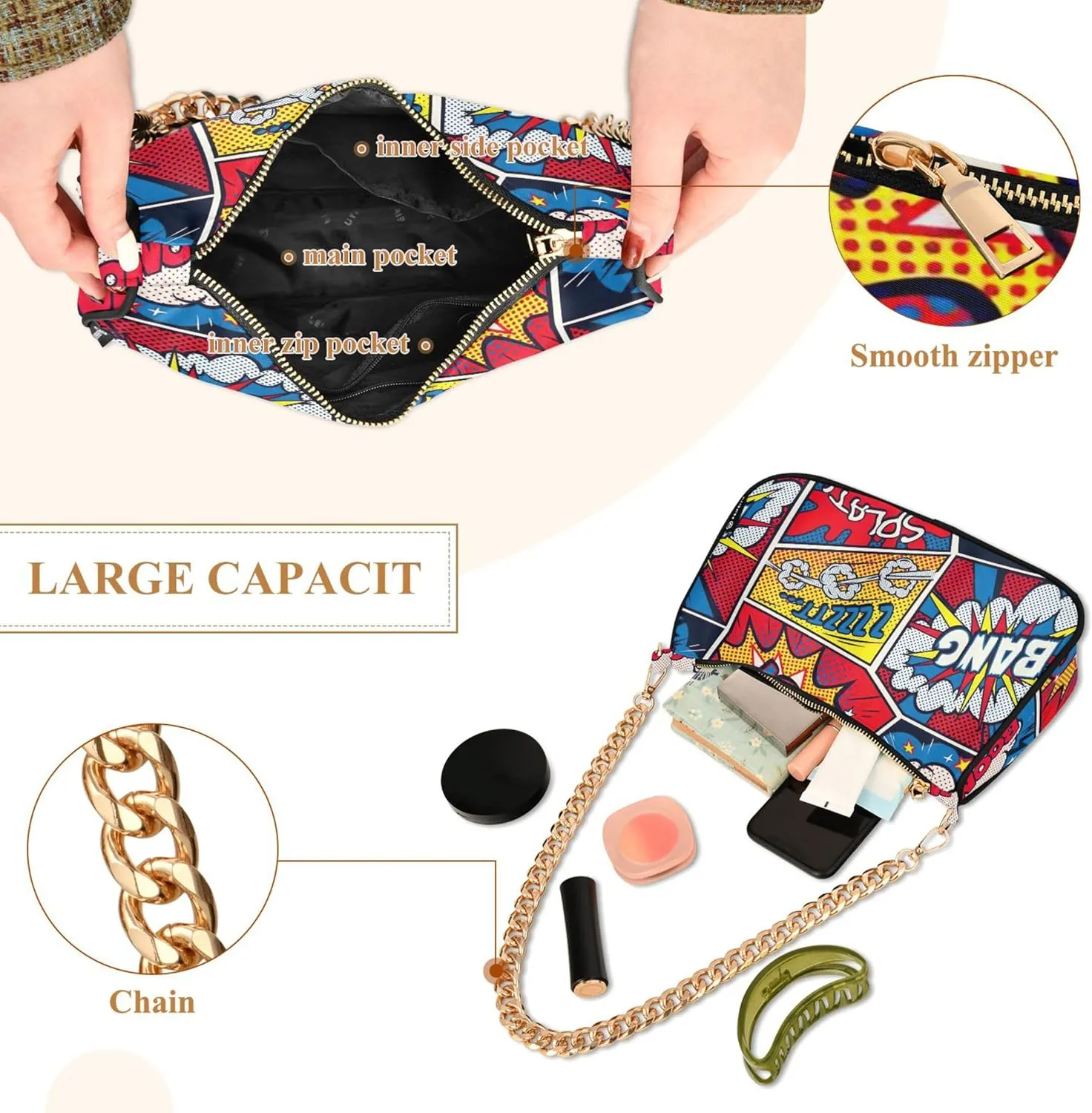 Black White Penguin Cute Purse Bag Hobo Formal Purse Women Small Handbag Chain Shoulder Strap