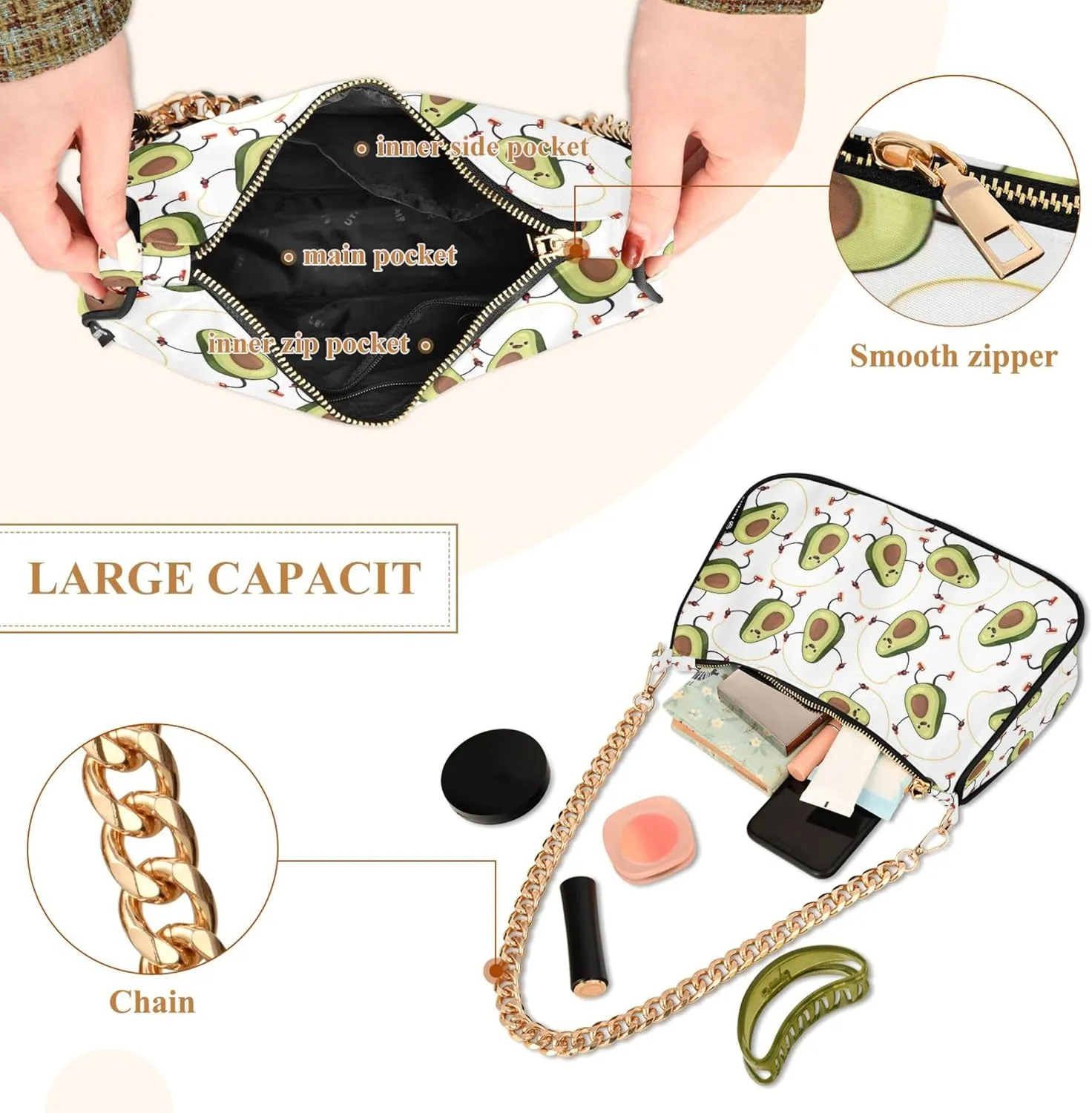 Black White Penguin Cute Purse Bag Hobo Formal Purse Women Small Handbag Chain Shoulder Strap