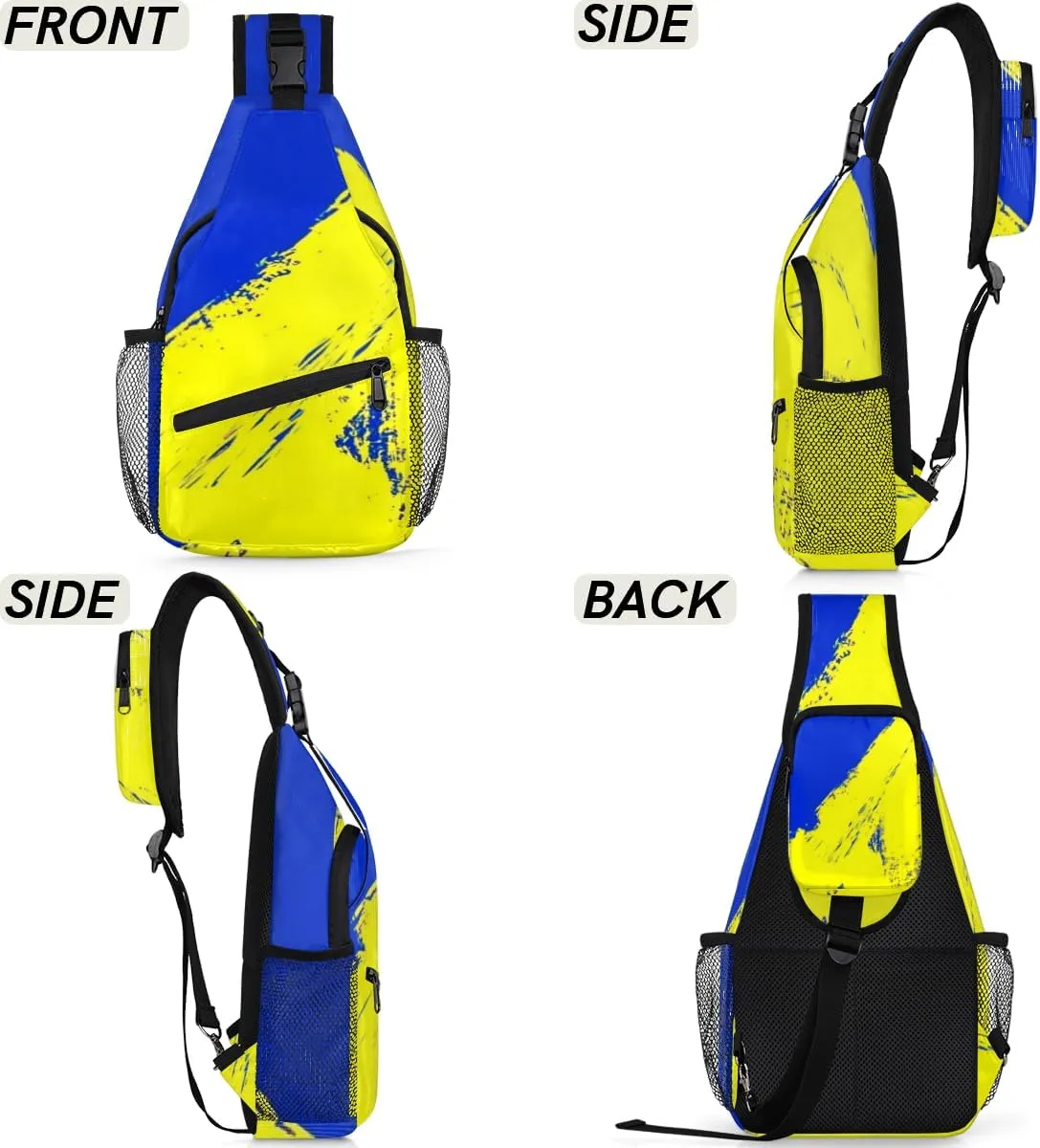 Blue Yellow Graffiti Sling Bag for Women Men Crossbody Sling Backpack Shoulder Bag Chest Bag Daypack for Travel Hiking