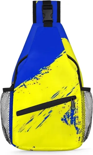 Blue Yellow Graffiti Sling Bag for Women Men Crossbody Sling Backpack Shoulder Bag Chest Bag Daypack for Travel Hiking