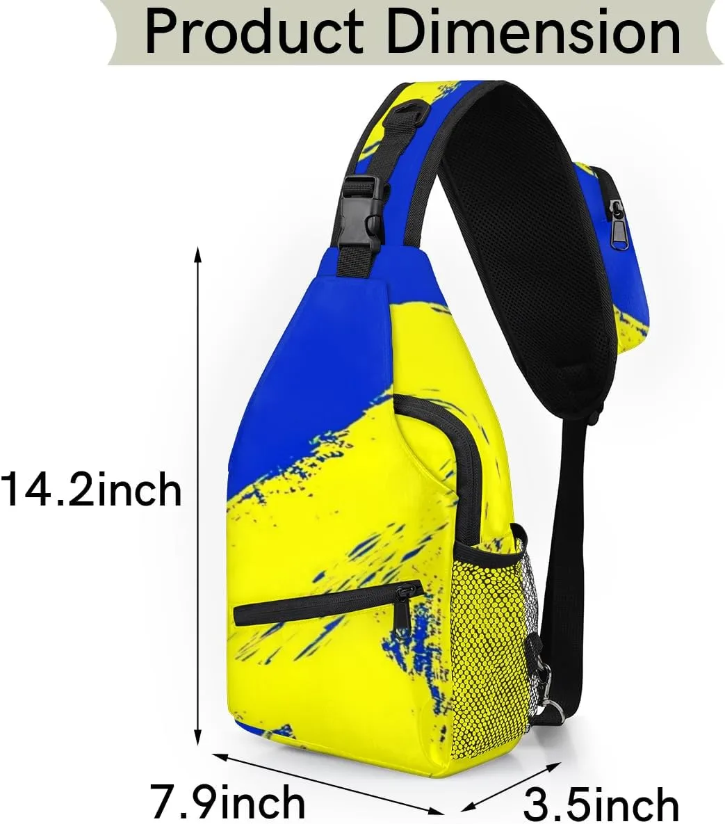 Blue Yellow Graffiti Sling Bag for Women Men Crossbody Sling Backpack Shoulder Bag Chest Bag Daypack for Travel Hiking