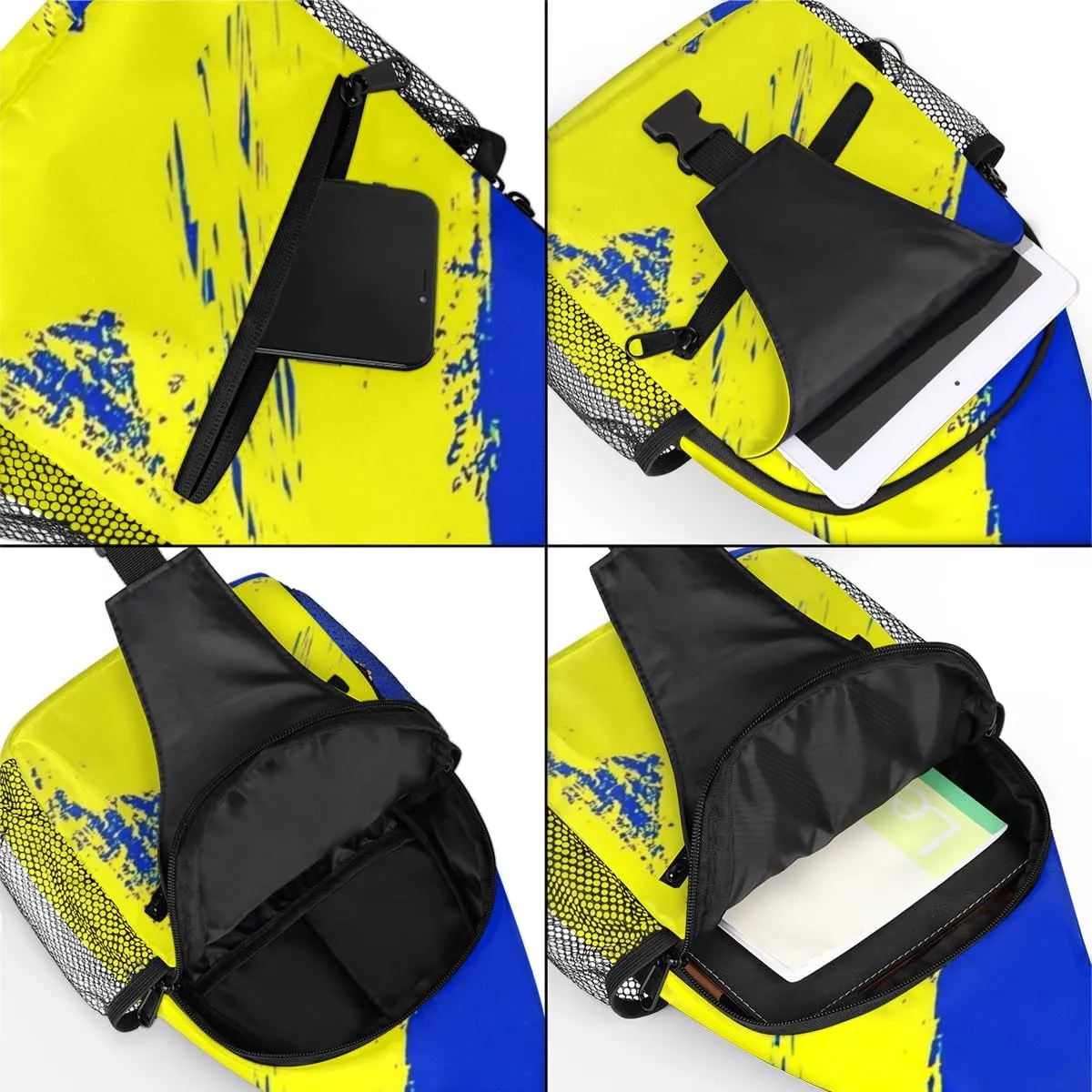 Blue Yellow Graffiti Sling Bag for Women Men Crossbody Sling Backpack Shoulder Bag Chest Bag Daypack for Travel Hiking