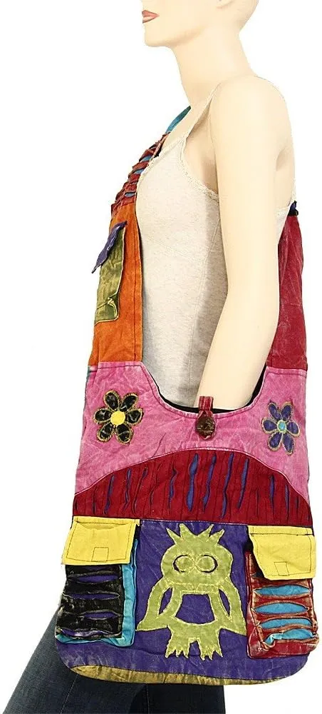 Bohemian Hippie Crossbody Shoulder Bag Sling Slouch Hobo Cotton Handmade Variety Patterns