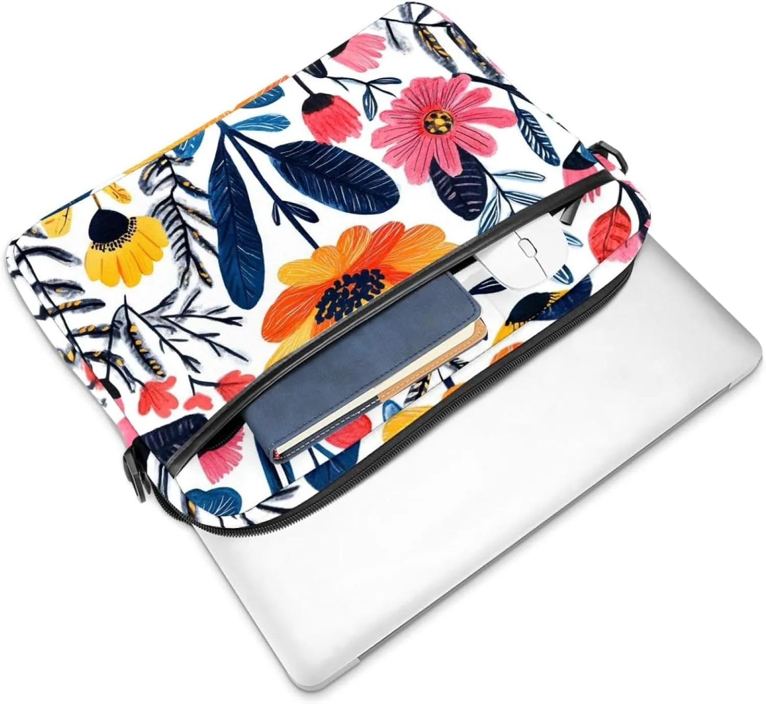 Boho Aesthetic Little Florals Laptop Bag Case Computer Sleeve Shoulder Messenger Bag for Work School