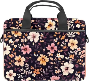 Boho Aesthetic Little Florals Laptop Bag Case Computer Sleeve Shoulder Messenger Bag for Work School