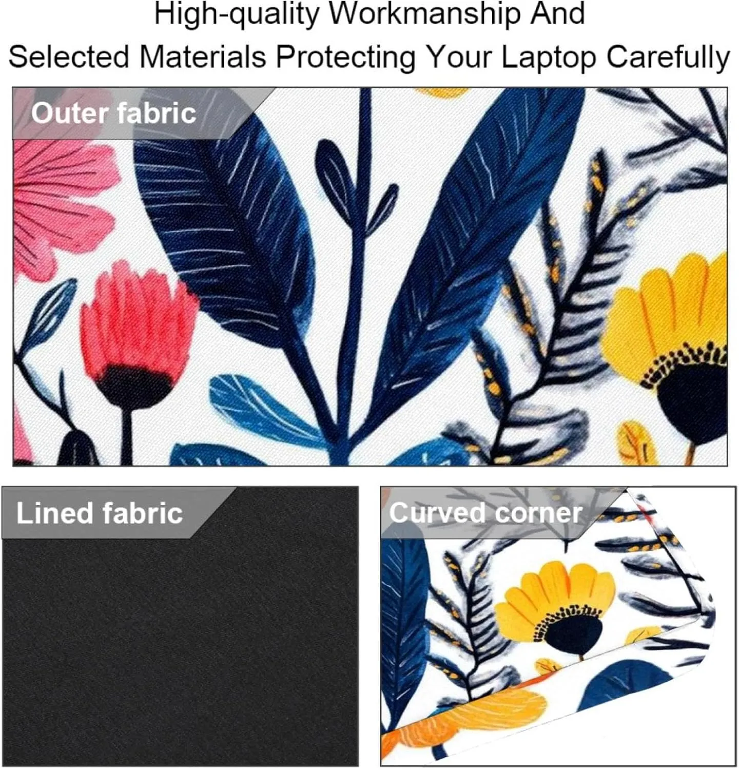 Boho Aesthetic Little Florals Laptop Bag Case Computer Sleeve Shoulder Messenger Bag for Work School