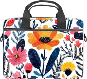 Boho Aesthetic Little Florals Laptop Bag Case Computer Sleeve Shoulder Messenger Bag for Work School