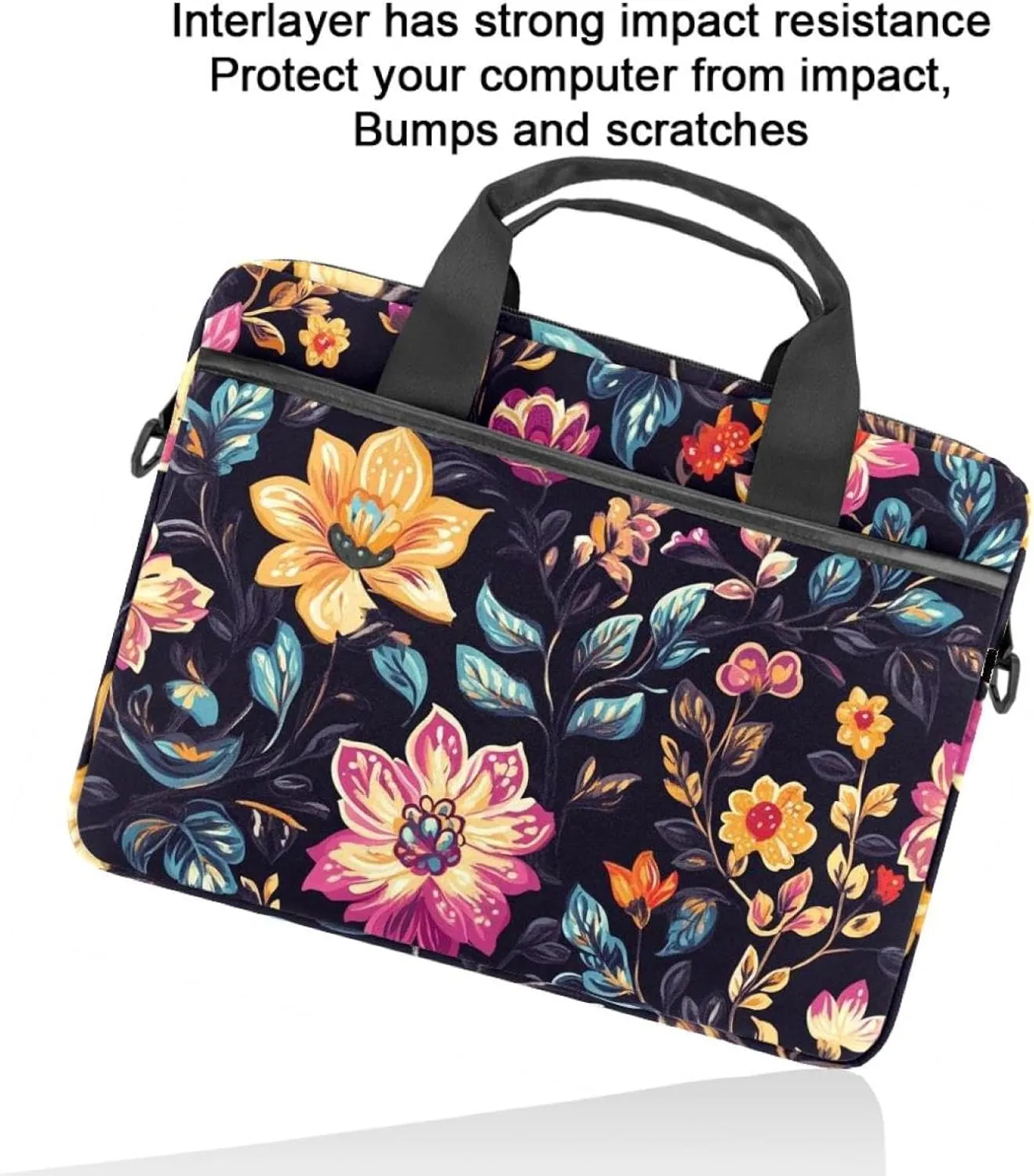 Boho Aesthetic Little Florals Laptop Bag Case Computer Sleeve Shoulder Messenger Bag for Work School
