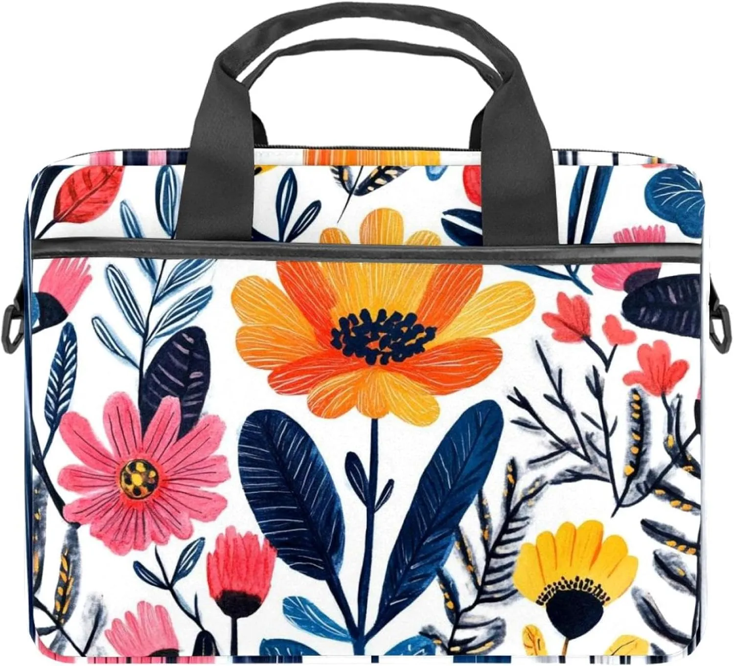 Boho Aesthetic Little Florals Laptop Bag Case Computer Sleeve Shoulder Messenger Bag for Work School