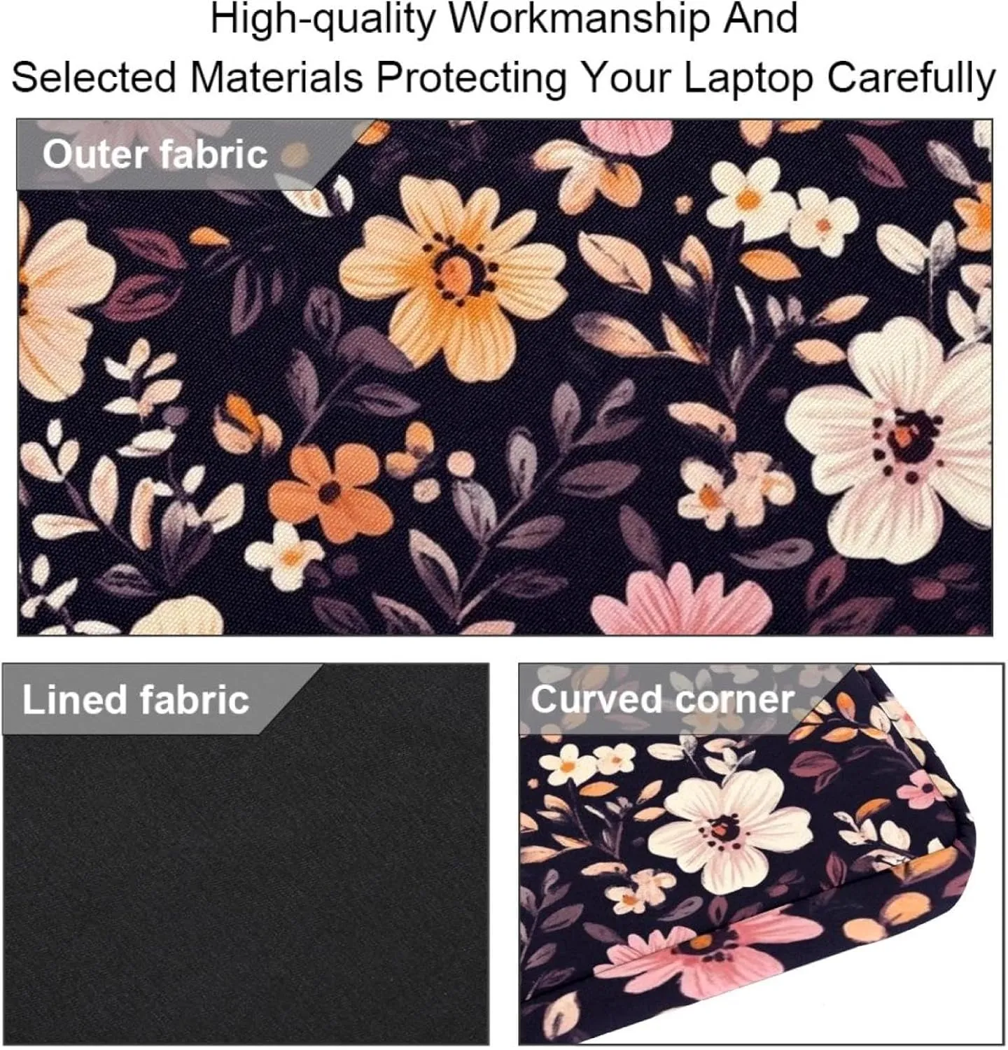Boho Aesthetic Little Florals Laptop Bag Case Computer Sleeve Shoulder Messenger Bag for Work School