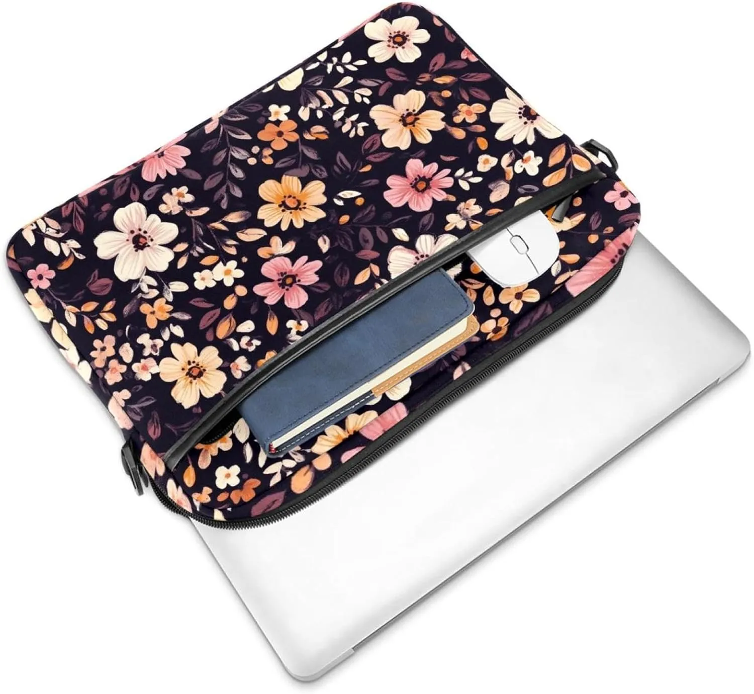 Boho Aesthetic Little Florals Laptop Bag Case Computer Sleeve Shoulder Messenger Bag for Work School