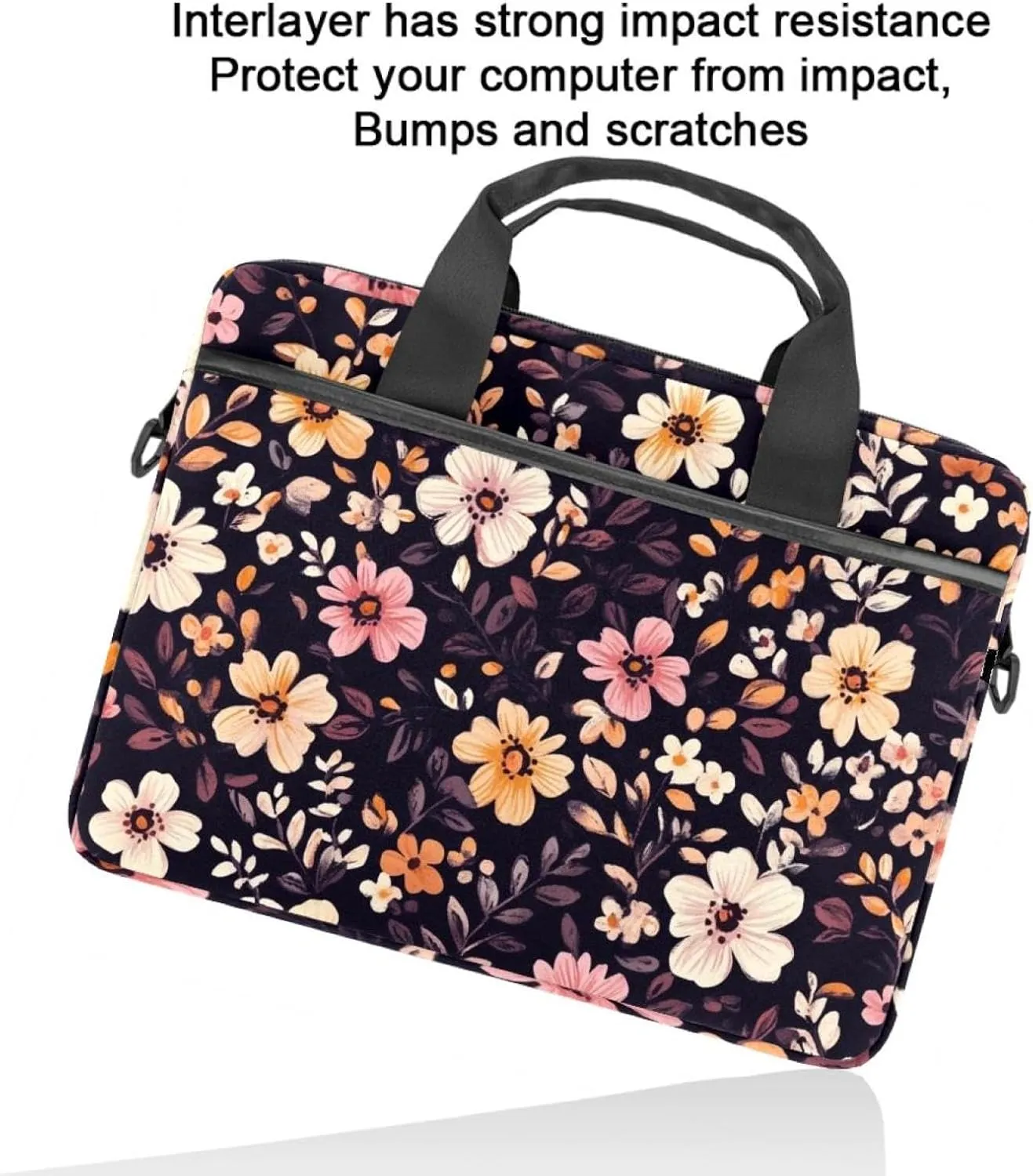 Boho Aesthetic Little Florals Laptop Bag Case Computer Sleeve Shoulder Messenger Bag for Work School