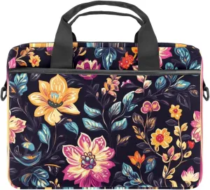 Boho Aesthetic Little Florals Laptop Bag Case Computer Sleeve Shoulder Messenger Bag for Work School
