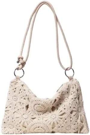 Boho Floral Hollow Out Woven Shoulder Bag