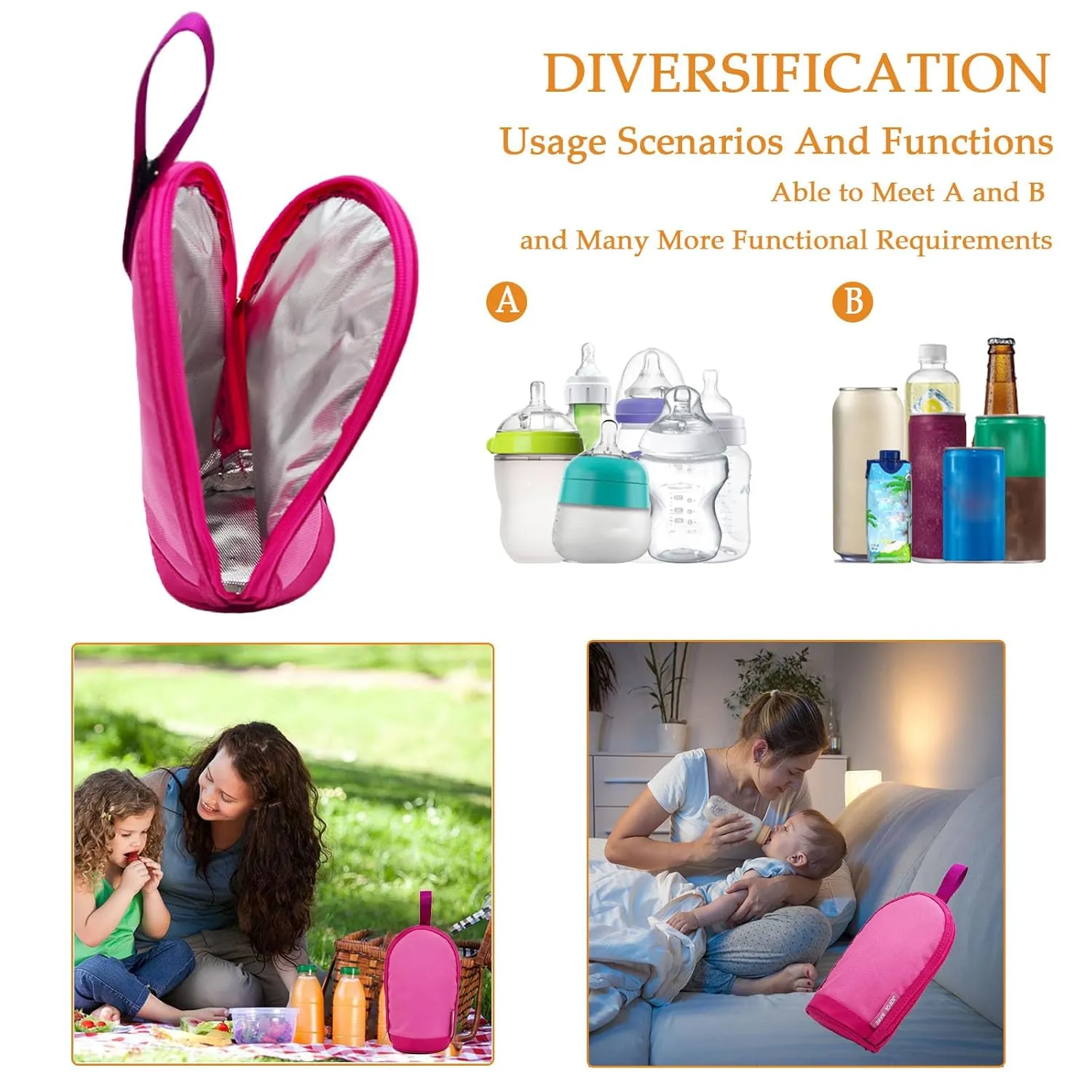 Breastmilk Cooler Bag - Insulated Baby Bottle Travel Bag for Daycare (Two Pieces, Red)