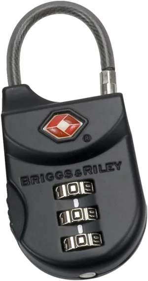 Briggs & Riley TSA Approved Cable Lock for Luggage & Suitcases - Travel Lock, 3 Digit Combination, Flexible Cable for Zippered Bags - Luggage Accessories, Black