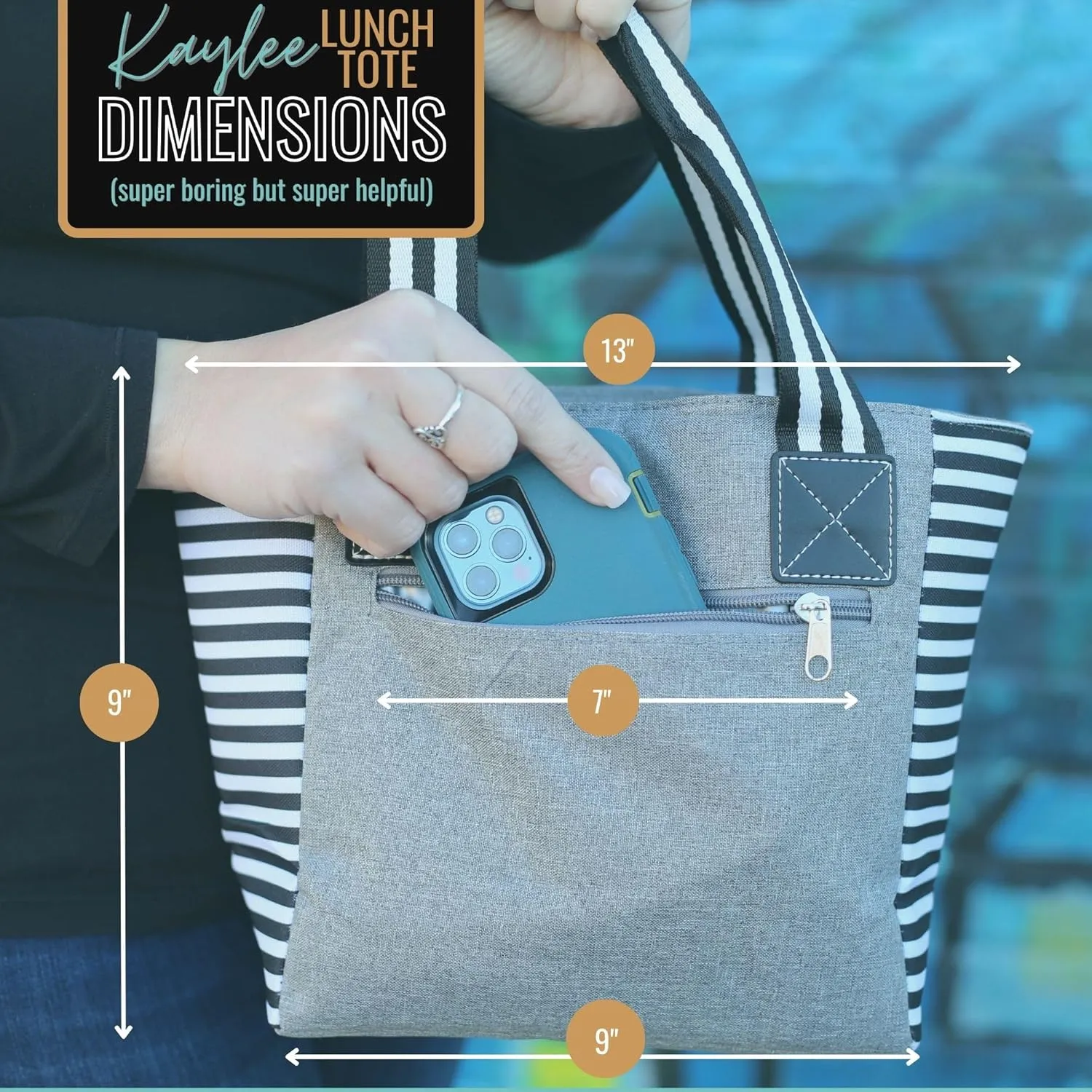 Brooke & Jess Designs Cute Lunch Bags for Women - Insulated Lunch Tote for Work - Nurse, Teacher, Grandma, Mom