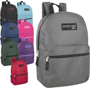 Bulk Backpacks Classic 17 Inch Backpacks for Boys and Girls - Case Pack of 24 Wholesale Backpacks in Bulk for Kids, School, Adults