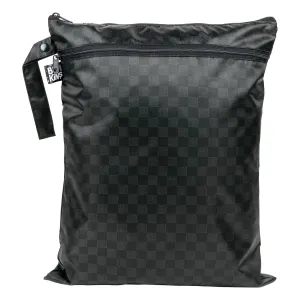 Bumkins Waterproof Wet Dry Bag for Baby, Travel, Swim Suit, Cloth Diapers, Pump Parts, Pool, Beach, Gym Clothes, Toiletry, Hook to Stroller, Daycare, Zipper Reusable Wetdry Packing Pouch, Black Check