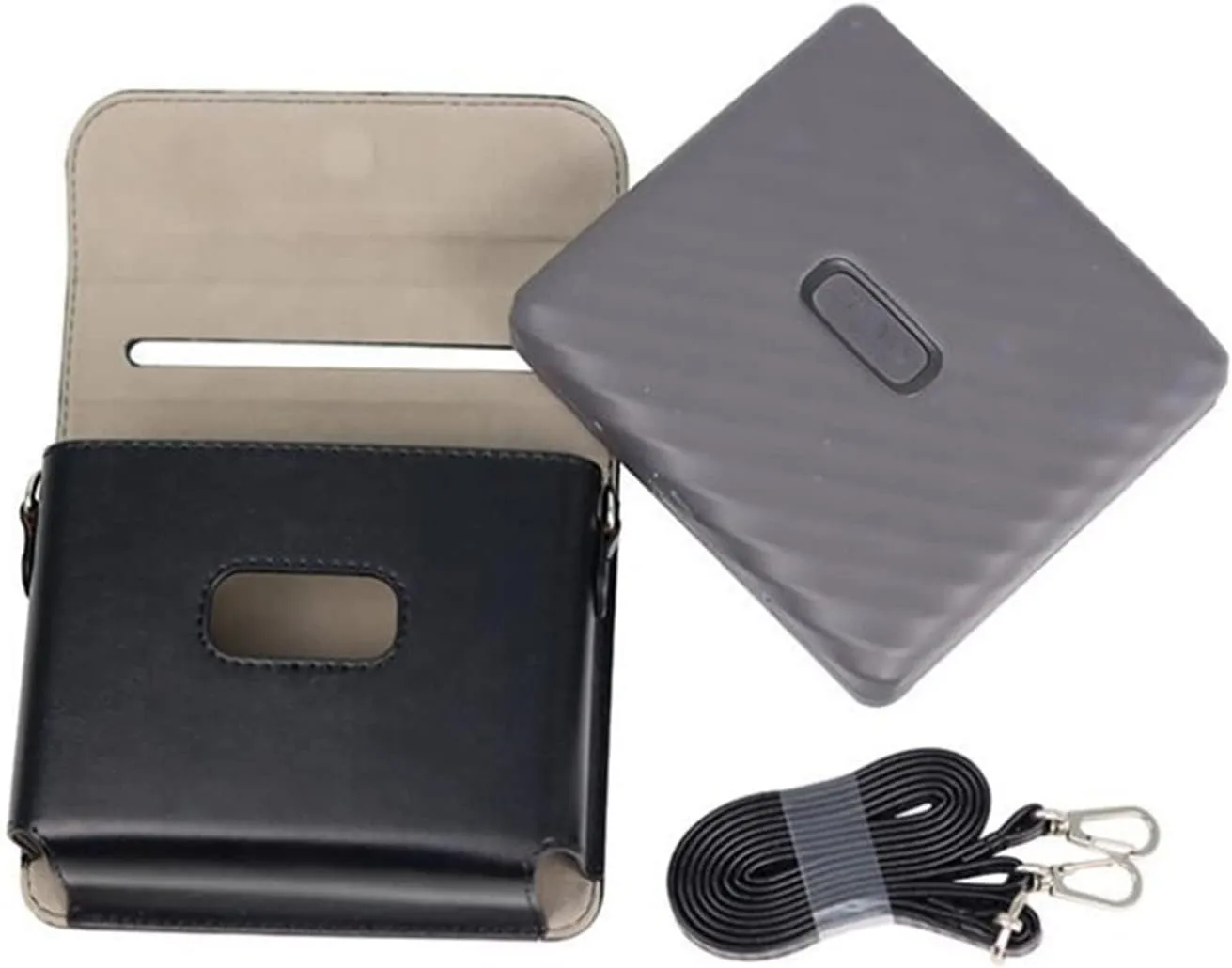 Camera Case for Fujifilm Instax Link Wide Smartphone Printer Instant Photos Accessories Protective PU Leather Carrying Bag with Adjustable Shoulder Strap (Black)