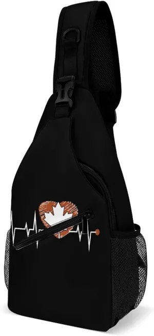 Canada Day Heartbeat Fashion Sling Bag Shoulder Chest Crossbody Bags for Women Men Backpack Daypack Travel Hiking