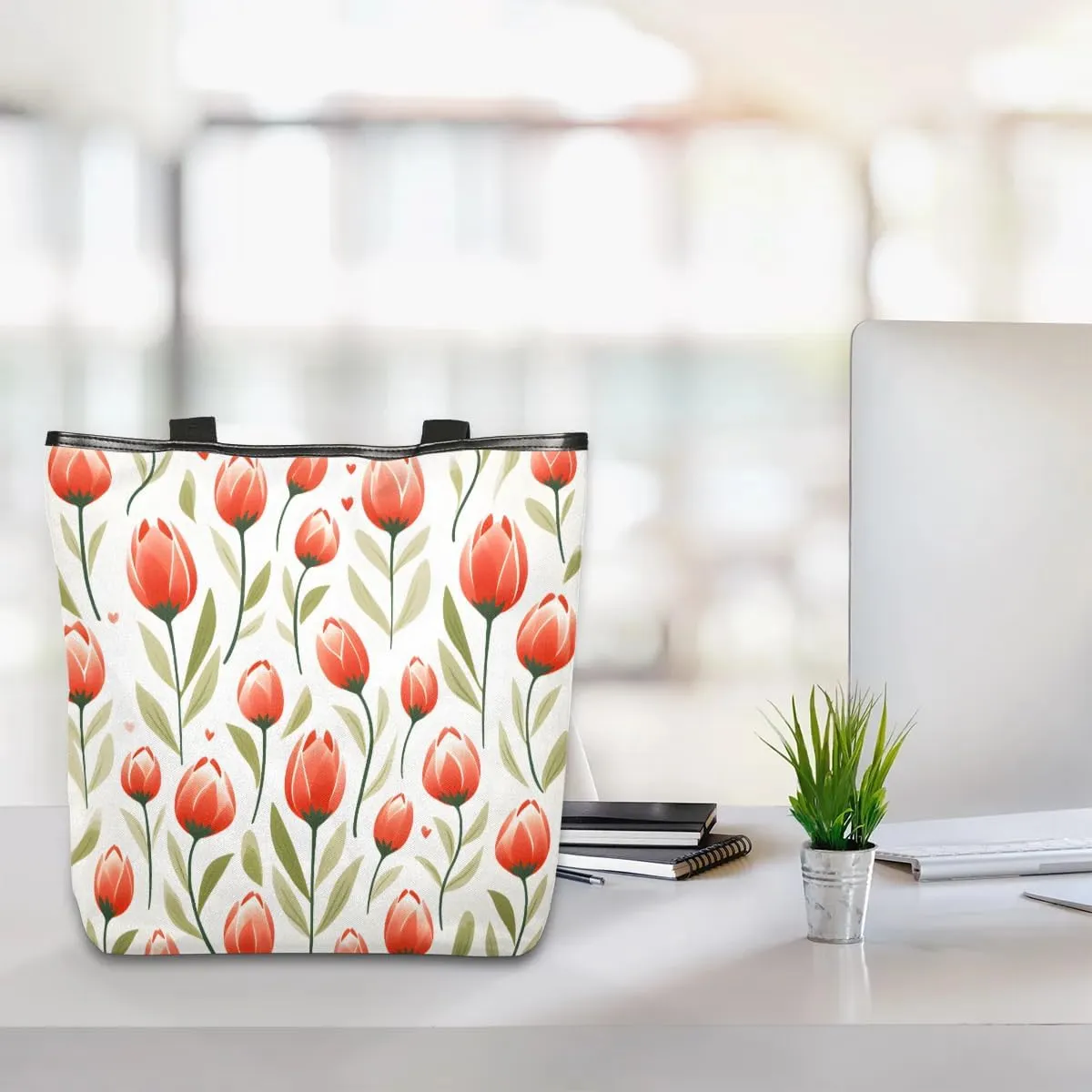 Canvas Tote Bag for Women Reusable Grocery Shopping Bag with Zipper Women Gift