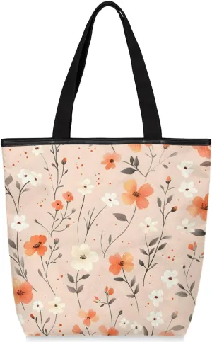Canvas Tote Bag for Women Reusable Grocery Shopping Bag with Zipper Women Gift