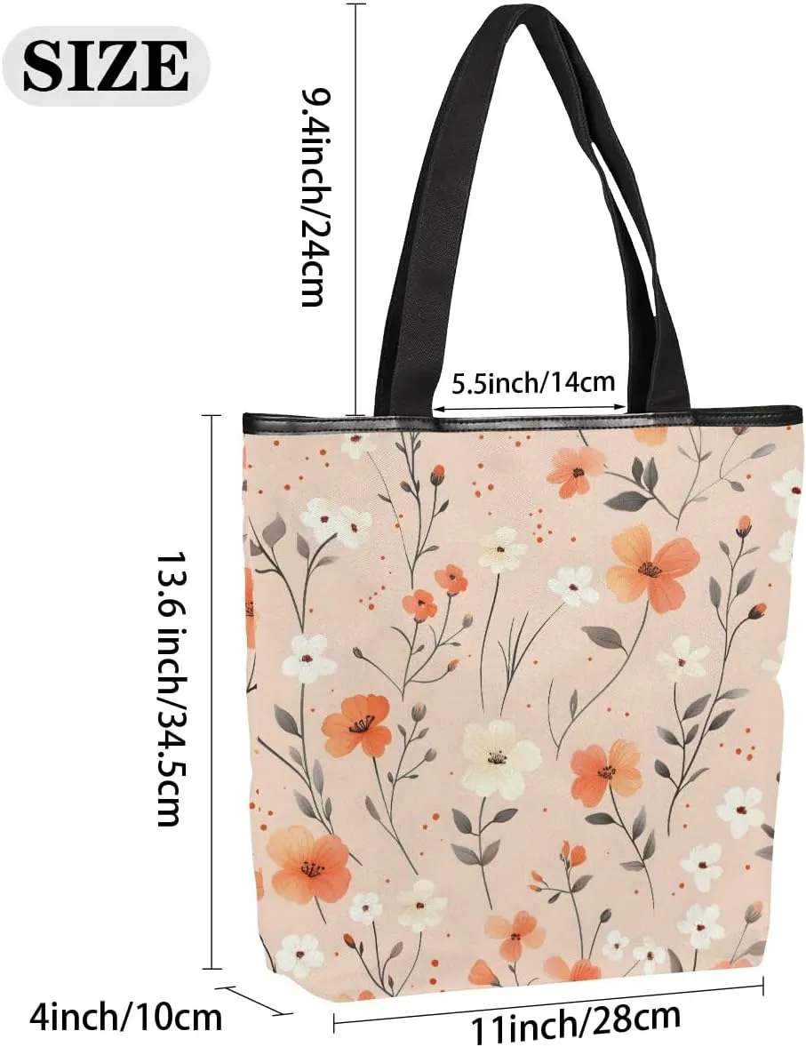 Canvas Tote Bag for Women Reusable Grocery Shopping Bag with Zipper Women Gift