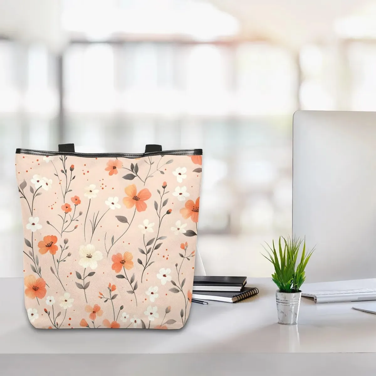 Canvas Tote Bag for Women Reusable Grocery Shopping Bag with Zipper Women Gift