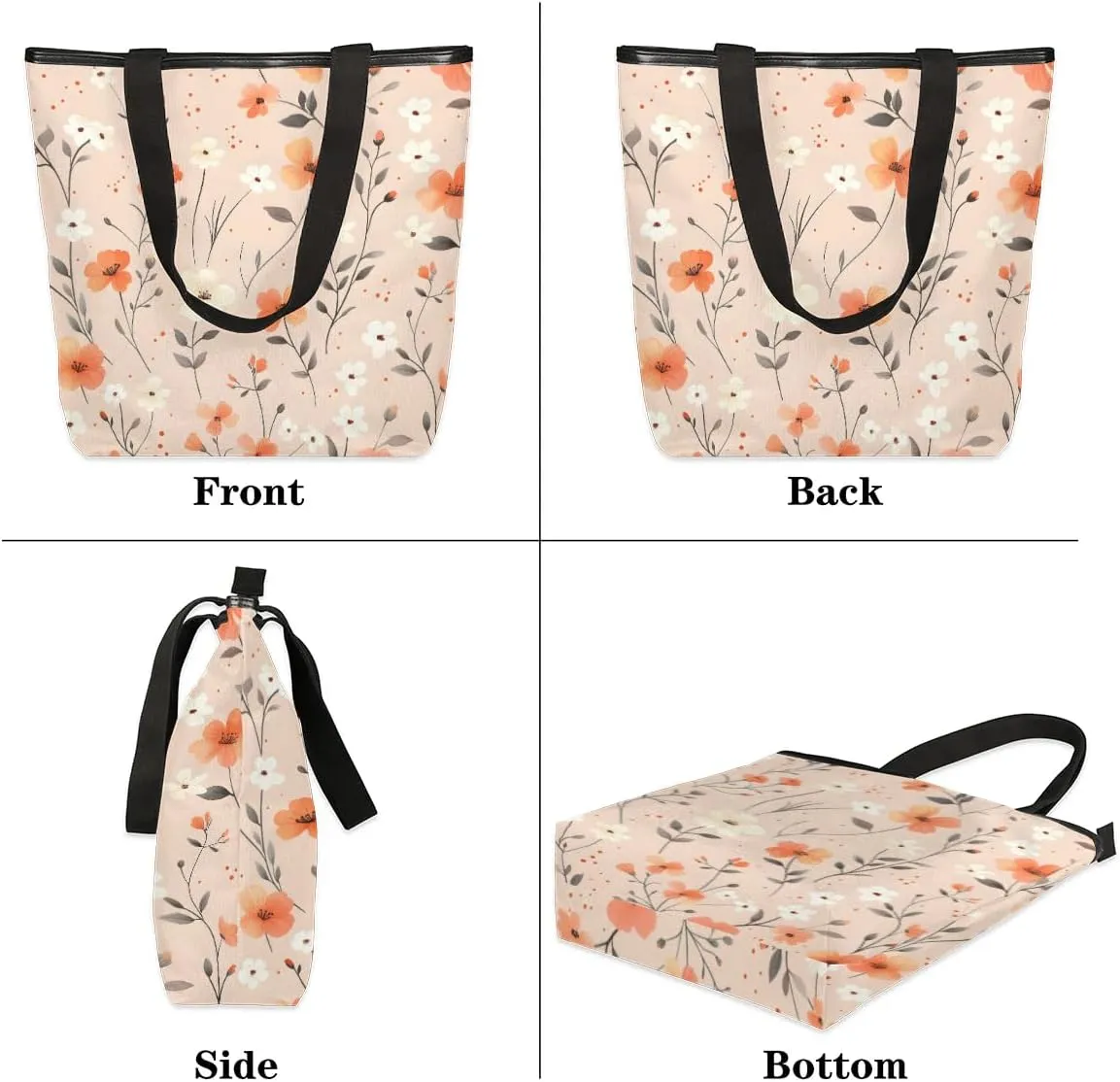 Canvas Tote Bag for Women Reusable Grocery Shopping Bag with Zipper Women Gift
