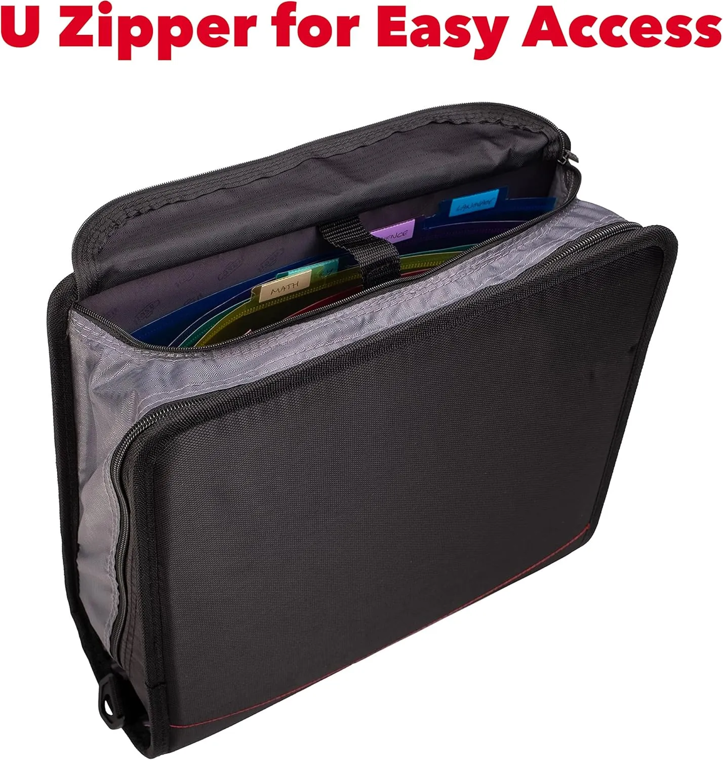 Case-it The King Sized Zip Tab Zipper Binder - 4 Inch D-Rings - 5 Subject File Folder - Multiple Pockets - 800 Sheet Capacity - Comes with Shoulder Strap - Deep Purple D-186 (4 Pack)