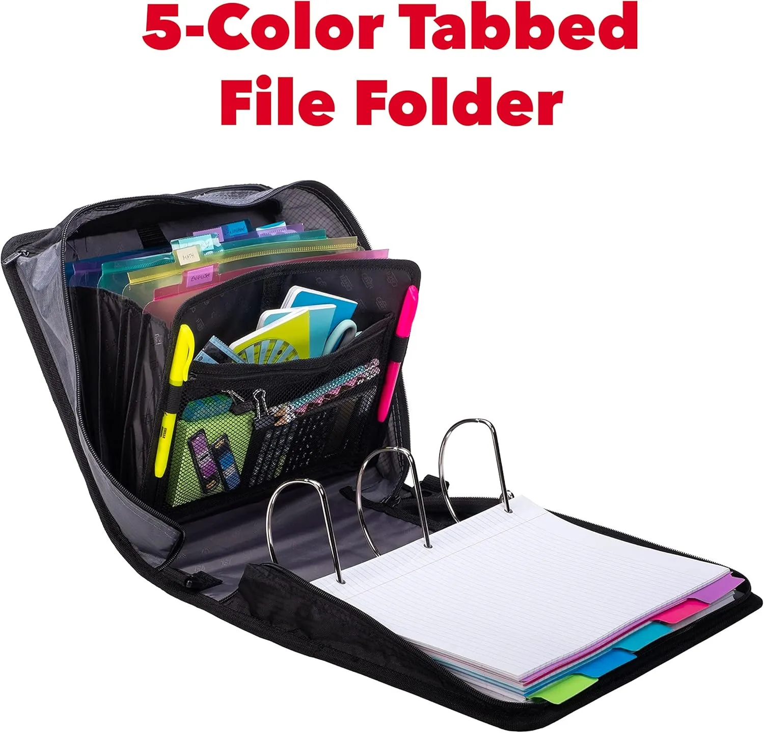 Case-it The King Sized Zip Tab Zipper Binder - 4 Inch D-Rings - 5 Subject File Folder - Multiple Pockets - 800 Sheet Capacity - Comes with Shoulder Strap - Deep Purple D-186 (4 Pack)