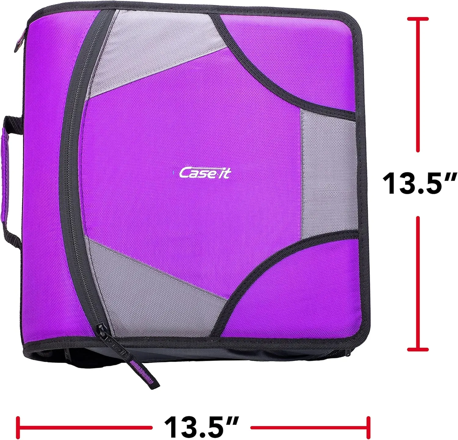 Case-it The King Sized Zip Tab Zipper Binder - 4 Inch D-Rings - 5 Subject File Folder - Multiple Pockets - 800 Sheet Capacity - Comes with Shoulder Strap - Deep Purple D-186 (4 Pack)