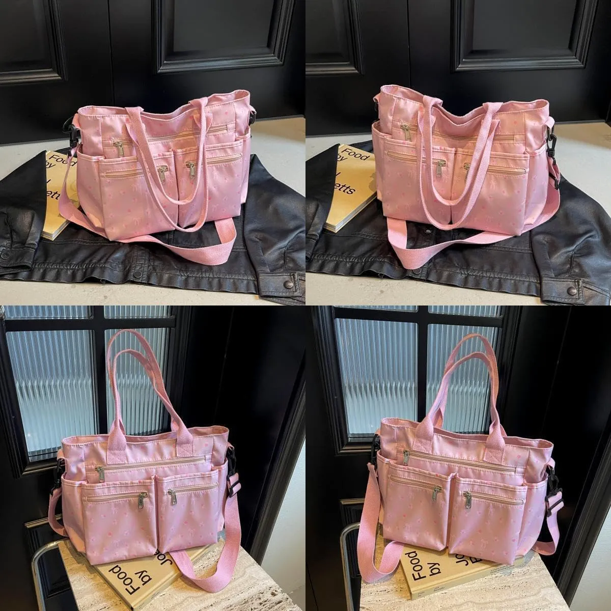 Casual Messenger Bag Floral Nylon Crossbody Bag Chic Shoulder Bag Travel Daypacks