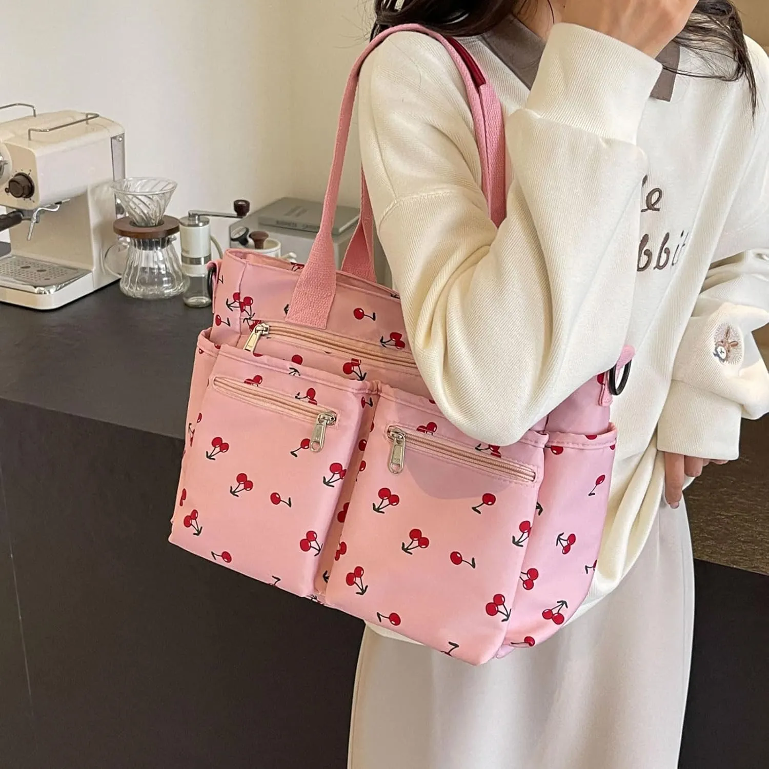 Casual Messenger Bag Floral Nylon Crossbody Bag Chic Shoulder Bag Travel Daypacks