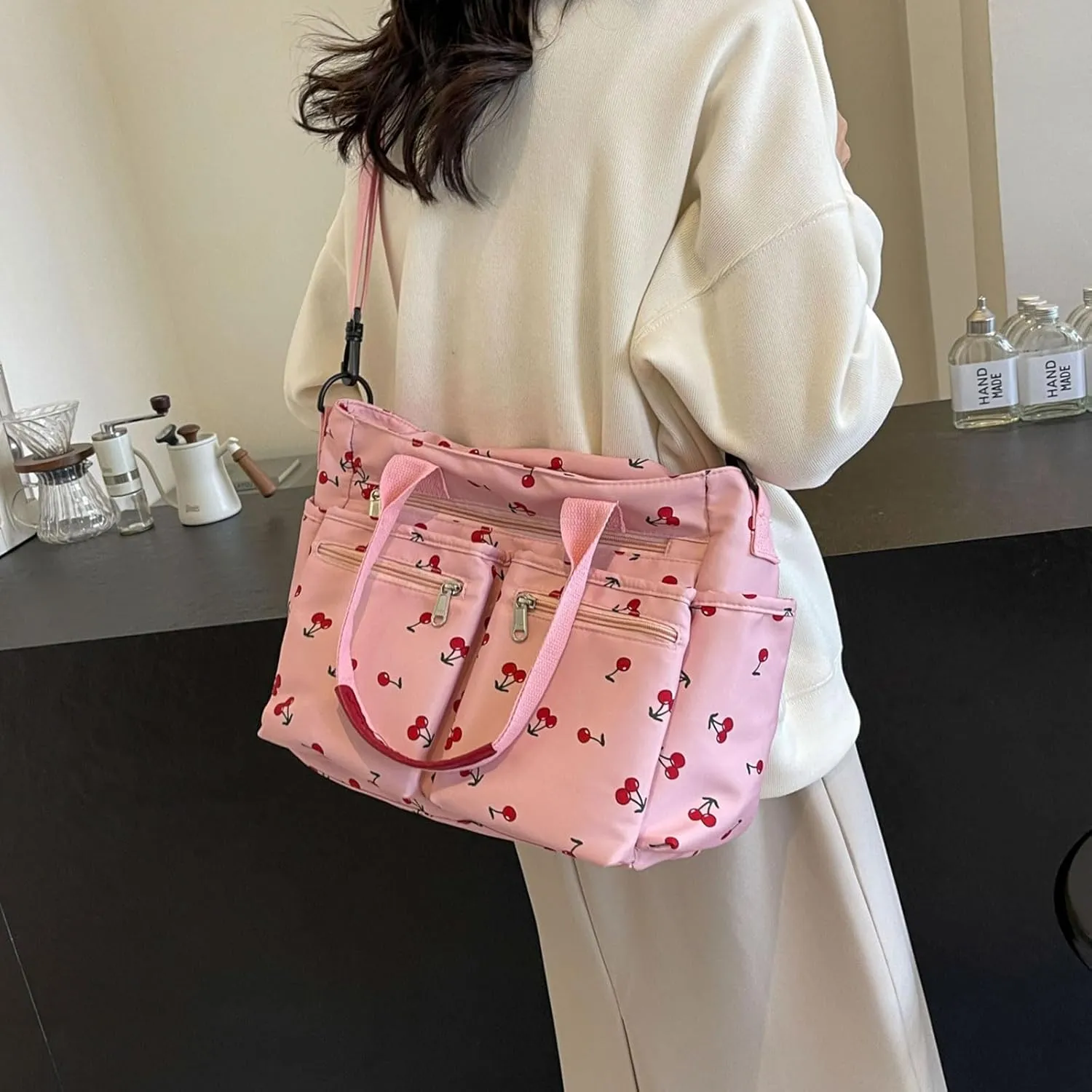 Casual Messenger Bag Floral Nylon Crossbody Bag Chic Shoulder Bag Travel Daypacks