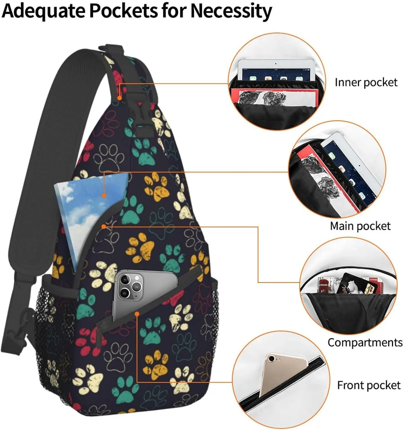 Casual Sling Bag for Women Men Travel Crossbody Sling Backpack Small Chest Shoulder Bag Gym Sports Hiking Daypack