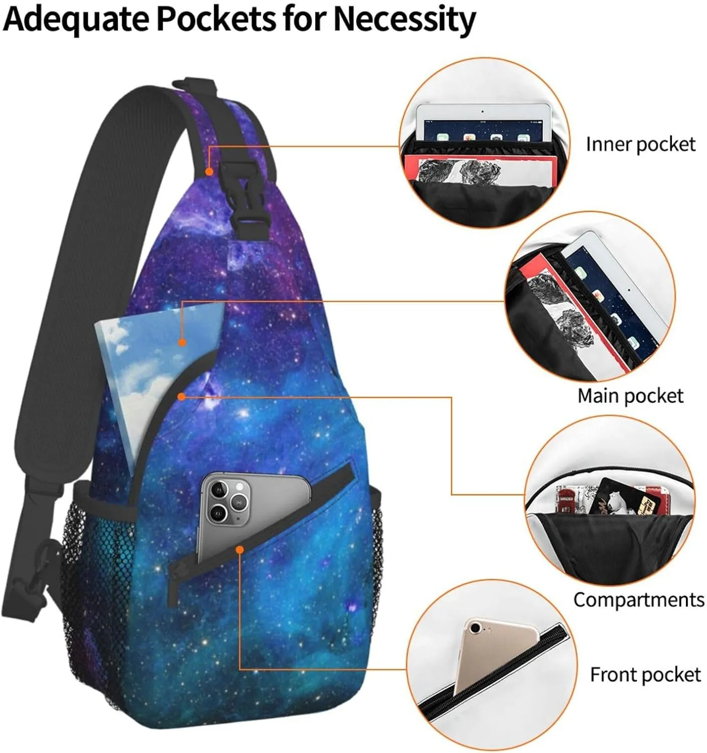 Casual Sling Bag for Women Men Travel Crossbody Sling Backpack Small Chest Shoulder Bag Gym Sports Hiking Daypack