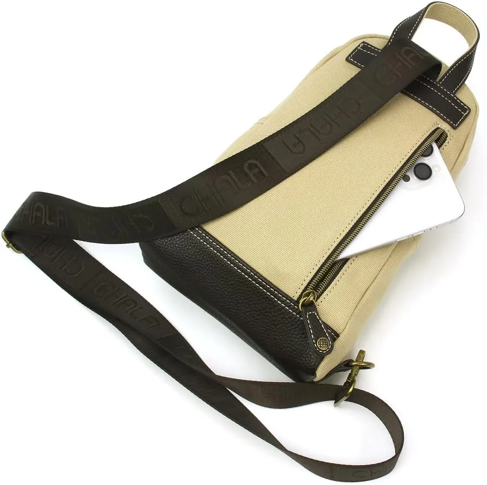 CHALA Canvas Sling Bag Women RFID Protected Canvas Crossbody Backpack with Adjustable Strap