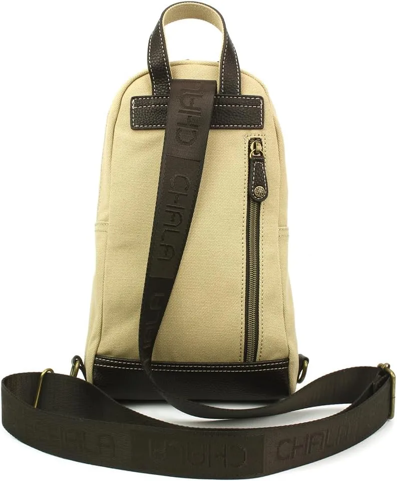 CHALA Canvas Sling Bag Women RFID Protected Canvas Crossbody Backpack with Adjustable Strap