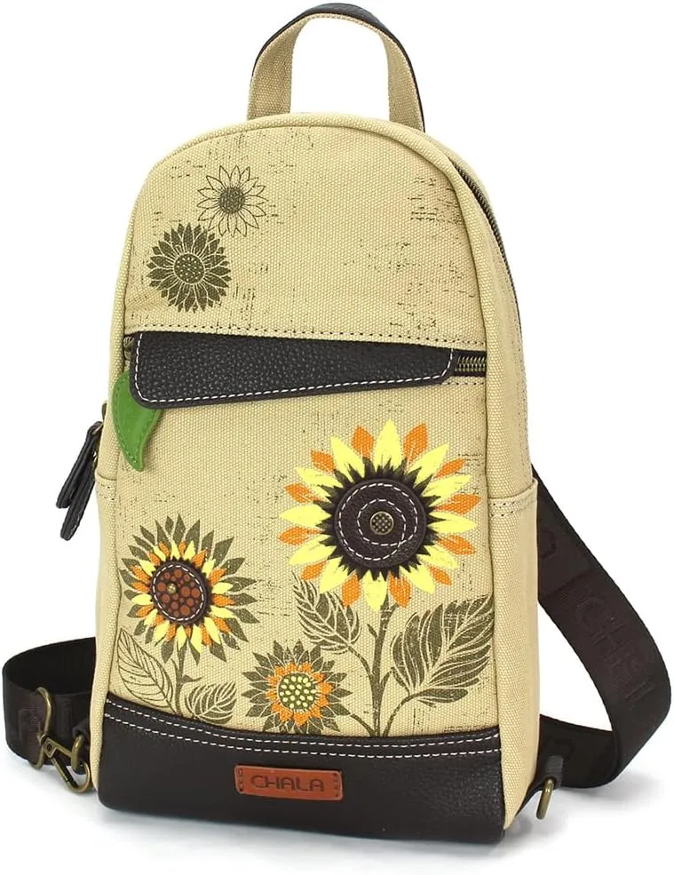 CHALA Canvas Sling Bag Women RFID Protected Canvas Crossbody Backpack with Adjustable Strap