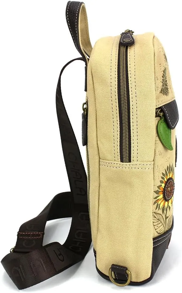 CHALA Canvas Sling Bag Women RFID Protected Canvas Crossbody Backpack with Adjustable Strap