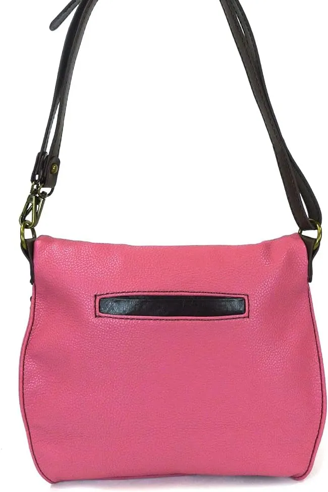CHALA Charming Crossbody Bag With Flap Top | Flap and Zipper Cross-Body Purse or Shoulder Handbag with Metal Chain - Pink