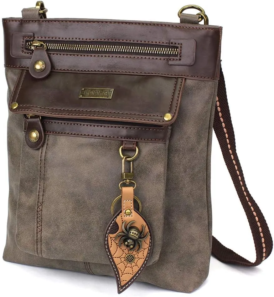 CHALA GEMINI Crossbody Faux Leather Gift Messenger Bag with Double Zip Wallet