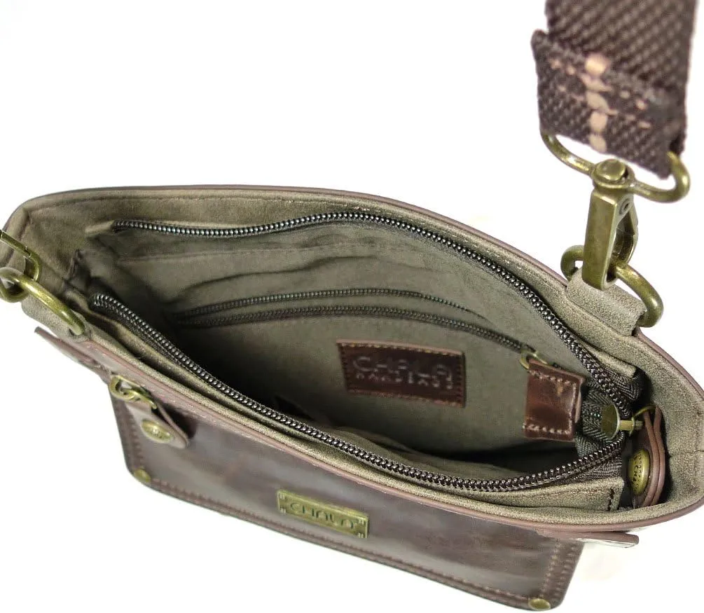CHALA GEMINI Crossbody Faux Leather Gift Messenger Bag with Double Zip Wallet