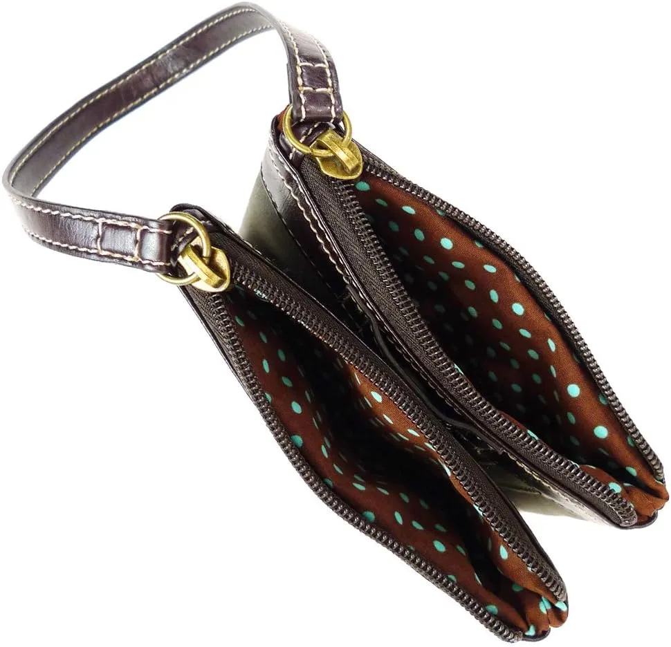 CHALA GEMINI Crossbody Faux Leather Gift Messenger Bag with Double Zip Wallet