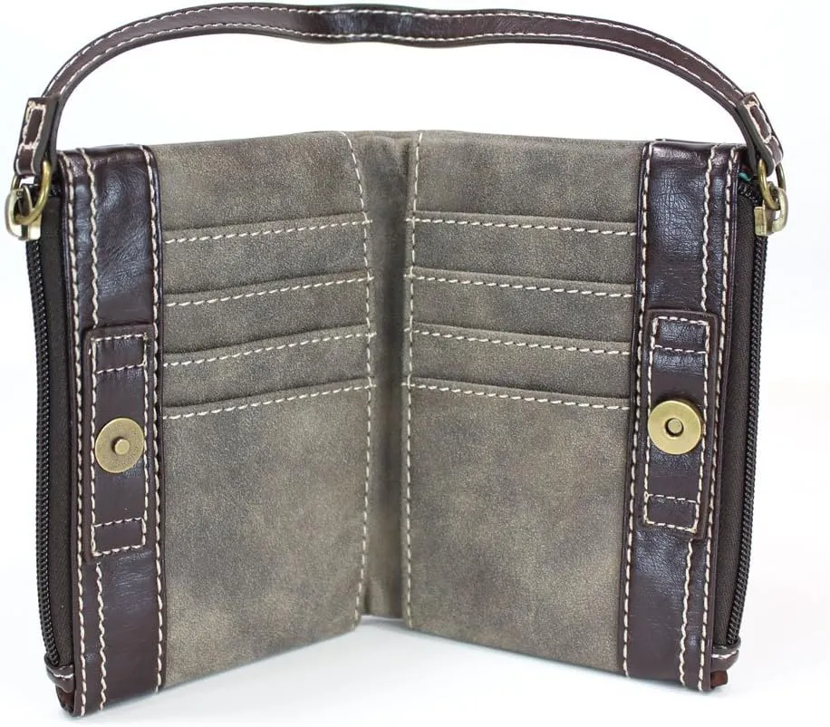 CHALA GEMINI Crossbody Faux Leather Gift Messenger Bag with Double Zip Wallet