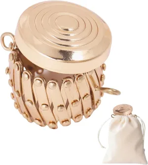 CHGCRAFT Open Size Expandable Gate Purse Clasp Accessories Pen Bag Coin Cylinder Evening Clutch with Loops Retractable, Golden