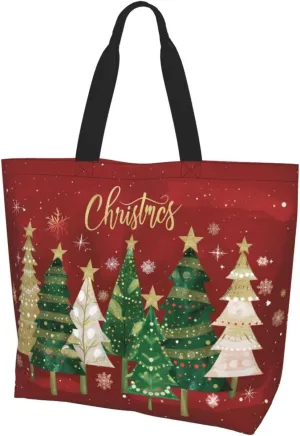 Christmas Tote Women's Travel Bag With Zipper - Large Beach Work Handbag